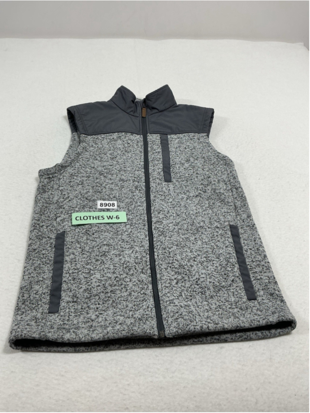 Mens Excellent George Lined Fleece Vest Small Gray Full Zip